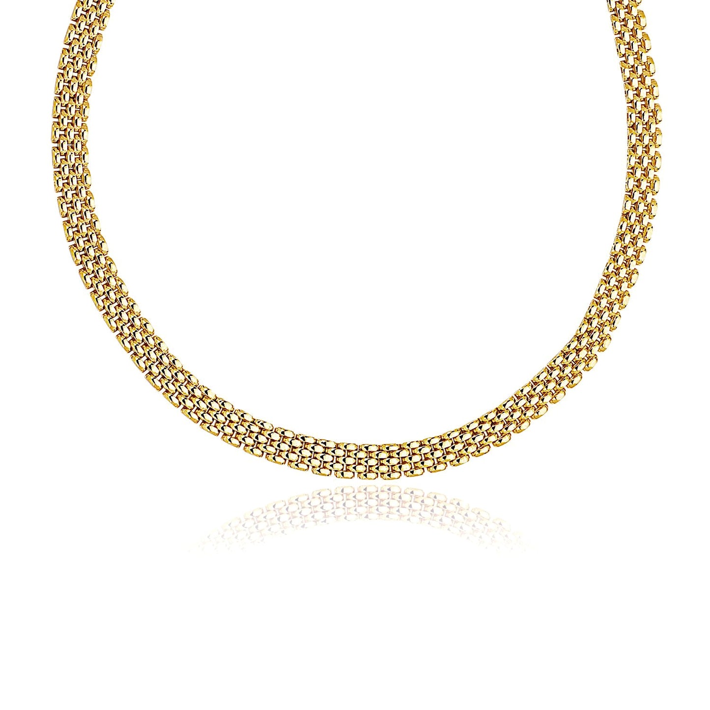 14k Yellow Gold Polished Panther Link Necklace