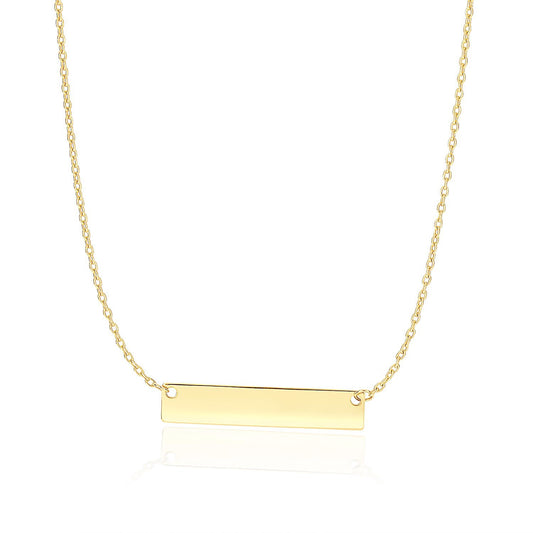 14k Yellow Gold Flat Bar Necklace