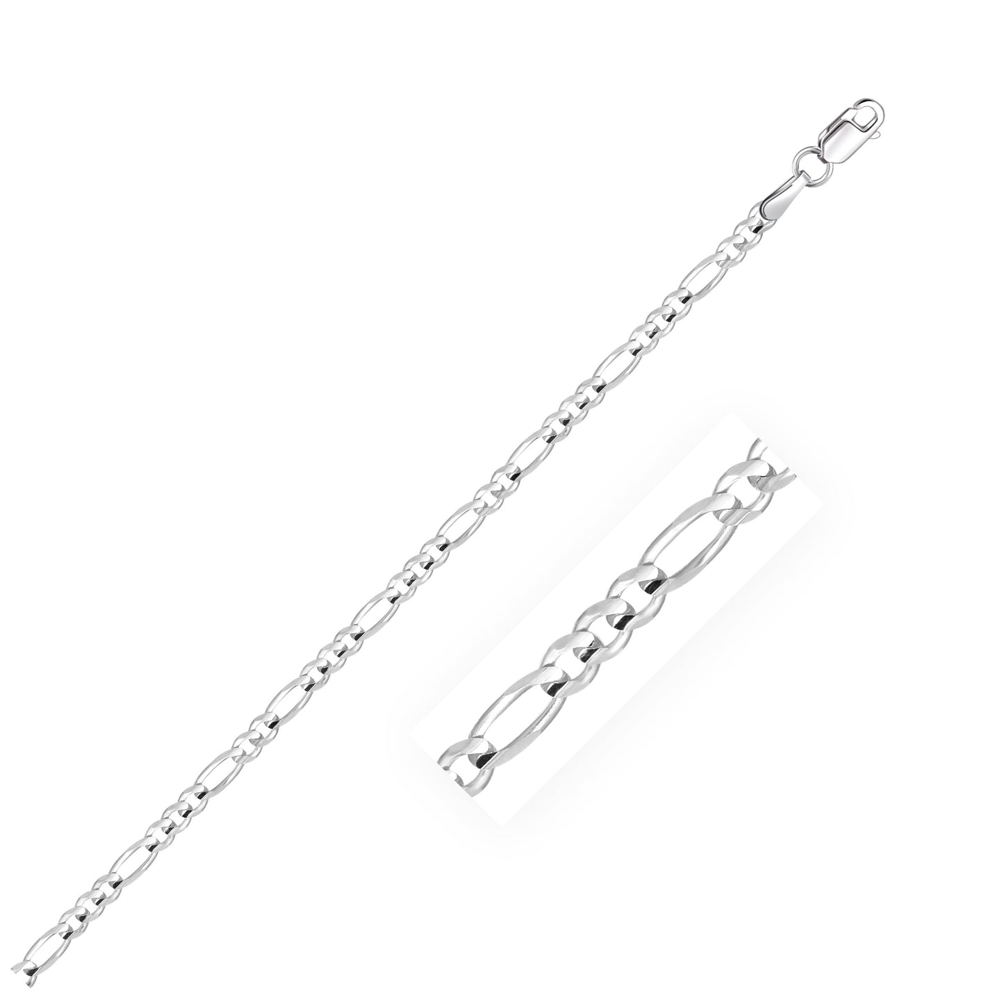 14k White Gold Figaro Anklet