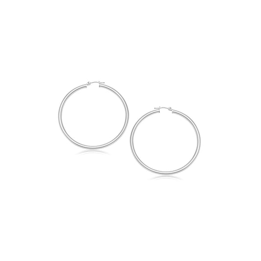 14k White Gold Polished Hoop Earrings