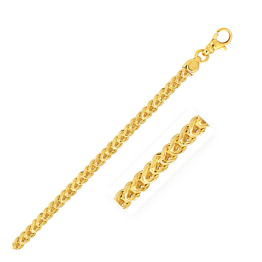 14k Yellow Gold Square Franco Bracelet