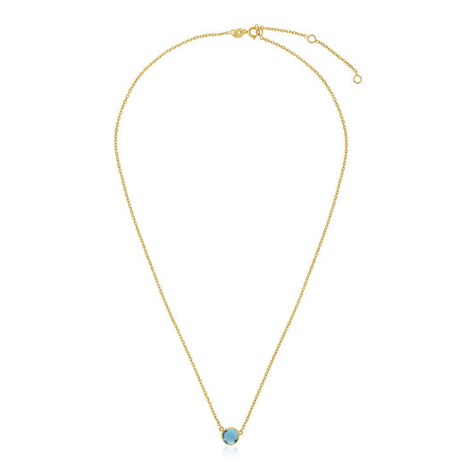 14k Yellow Gold Blue Topaz Necklace