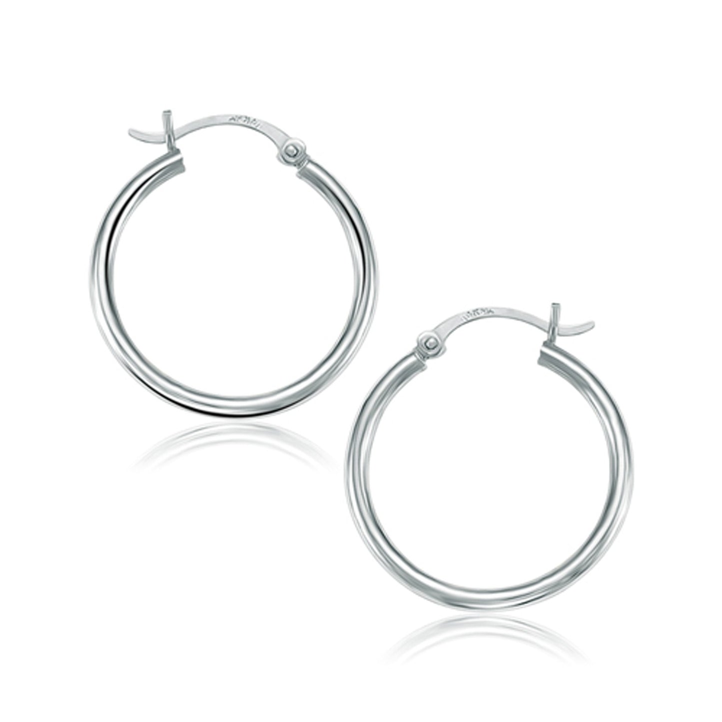 14k White Gold Polished Hoop Earrings