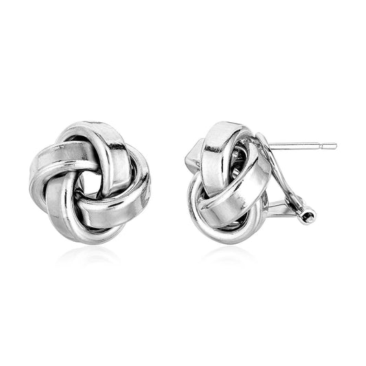 Large Sterling Silver Polished Love Knot Earrings (13mm)