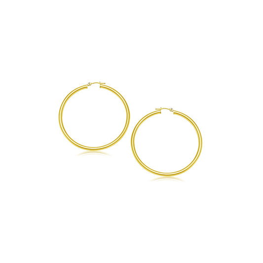 14k Yellow Gold Polished Hoop Earrings