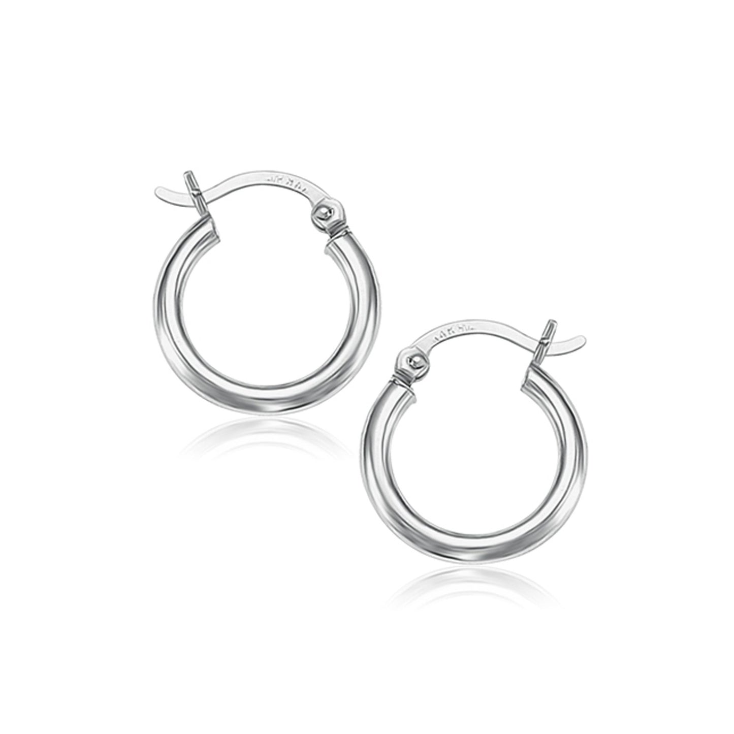 14k White Gold Polished Hoop Earrings