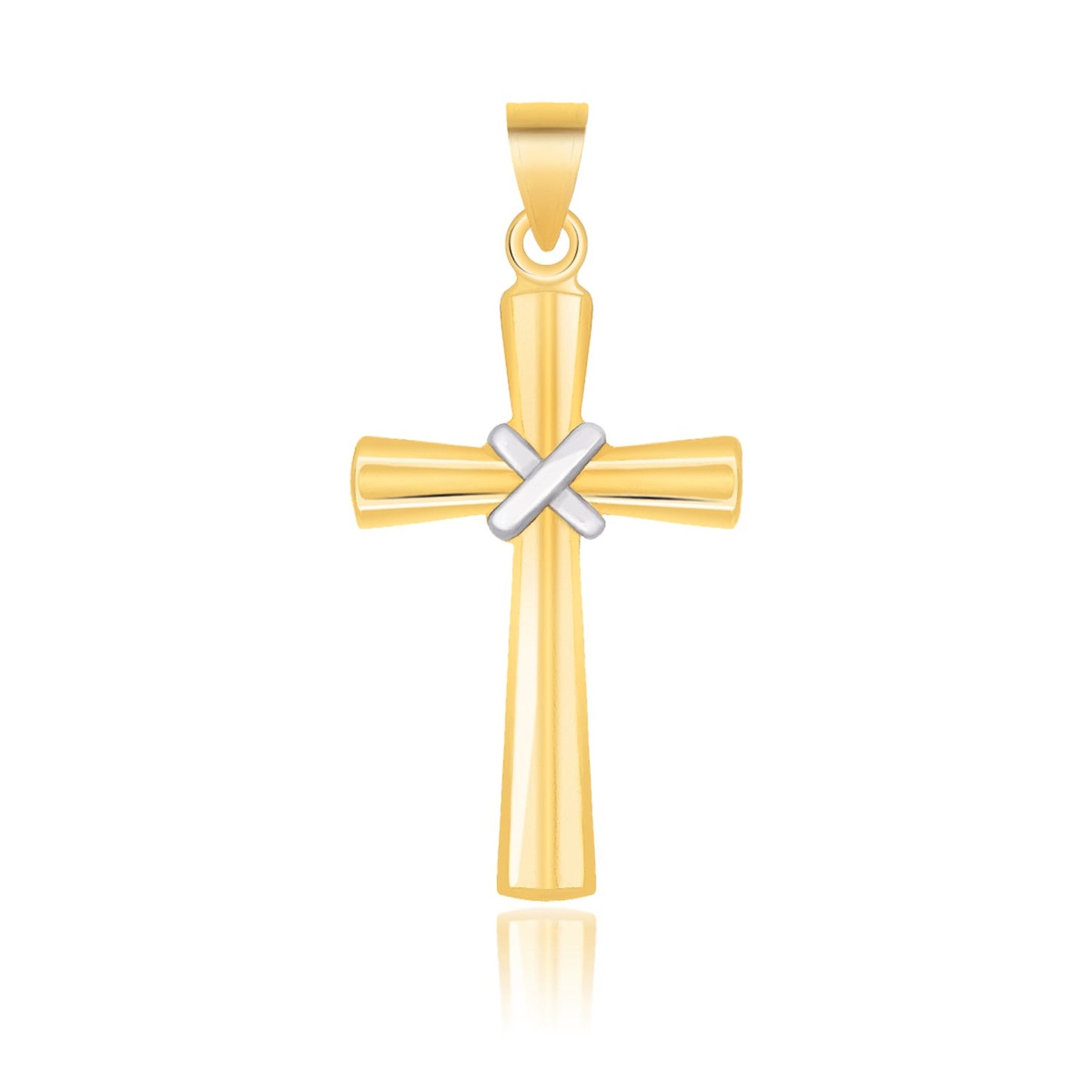 14k Two Tone Gold X Motif Cross Pendant