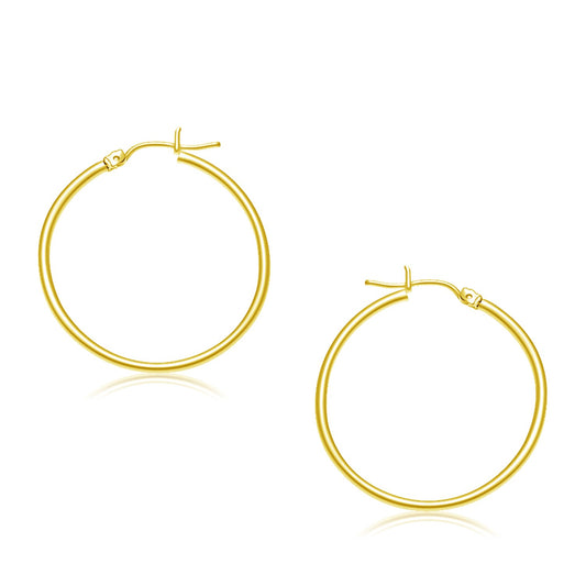 14k Yellow Gold Polished Hoop Earrings