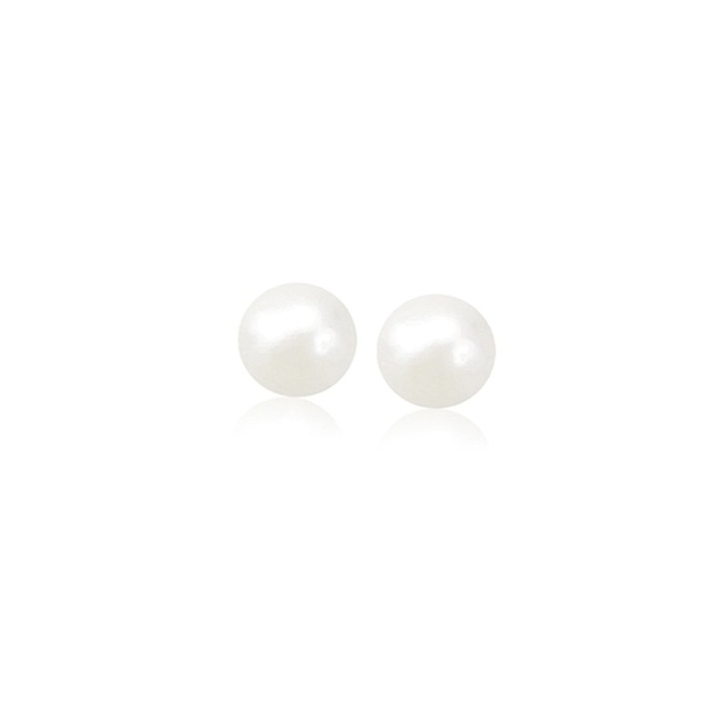 14k Yellow Gold Freshwater Cultured White Pearl Stud Earrings