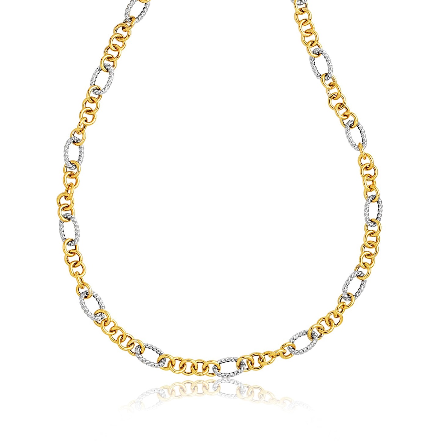 14k Two Tone Cable Link Necklace