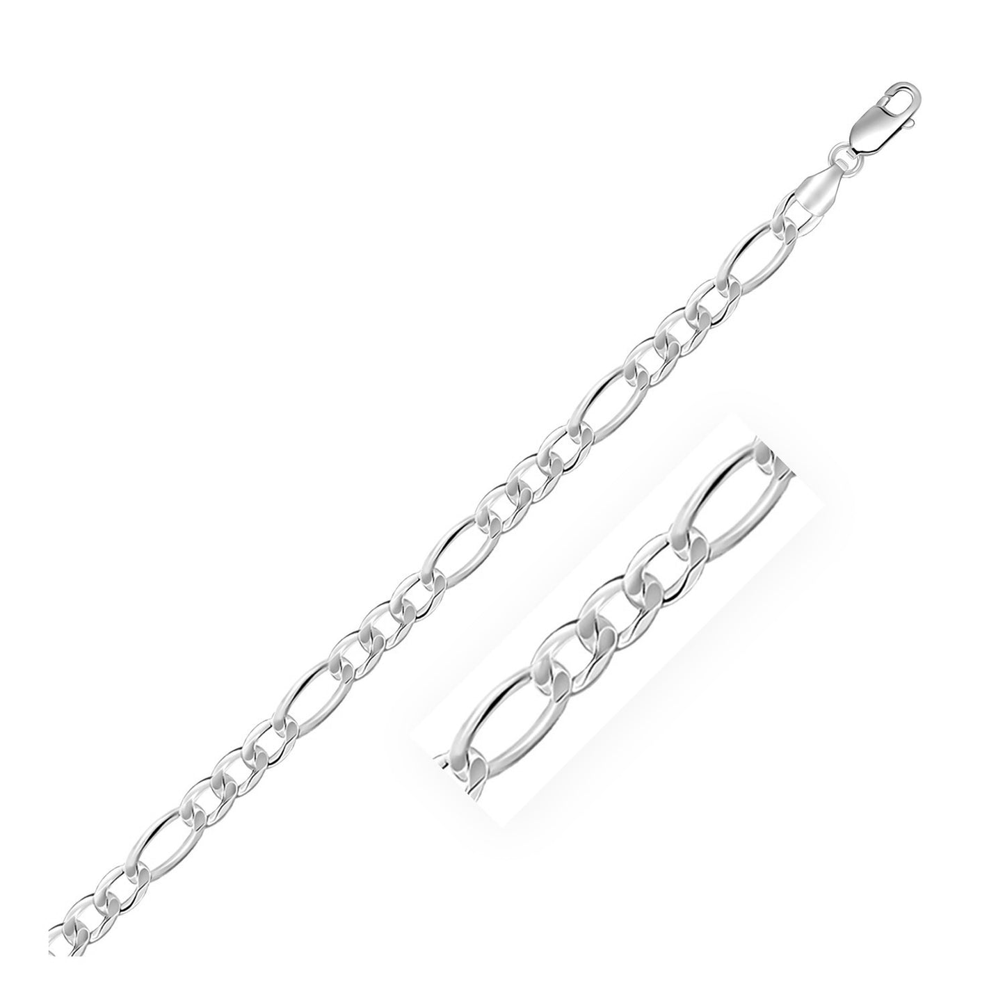 Rhodium-Plated Sterling Silver Figaro Chain (5.40 mm)