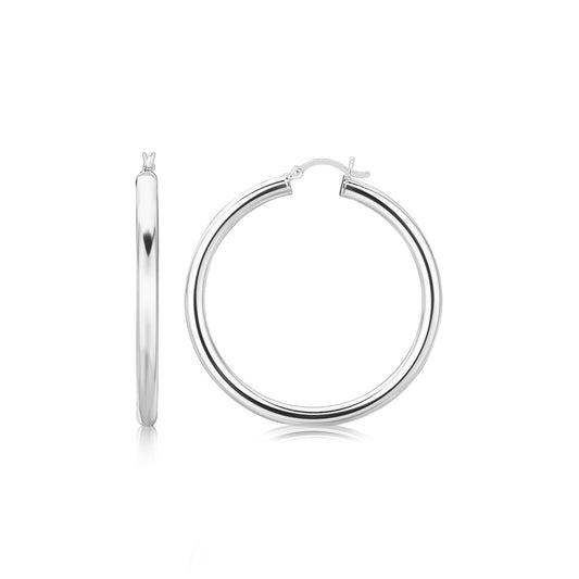 Sterling Silver Large Polished Hoop Earrings