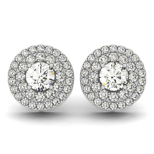 1 1/4 CT. T.W Double Halo Diamond Earrings in 14k White Gold