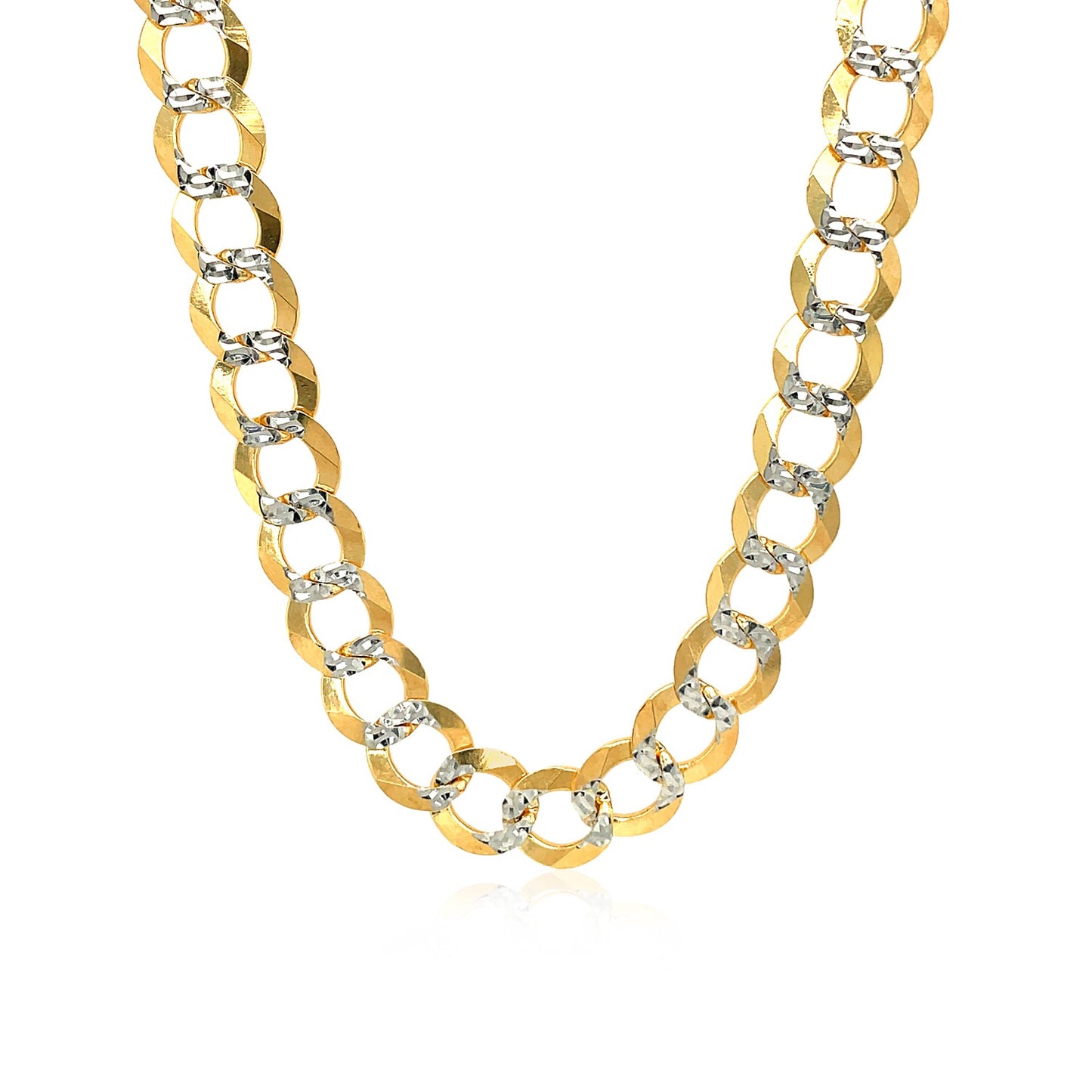 14k Two Tone Gold Paved Solid Curb Chain