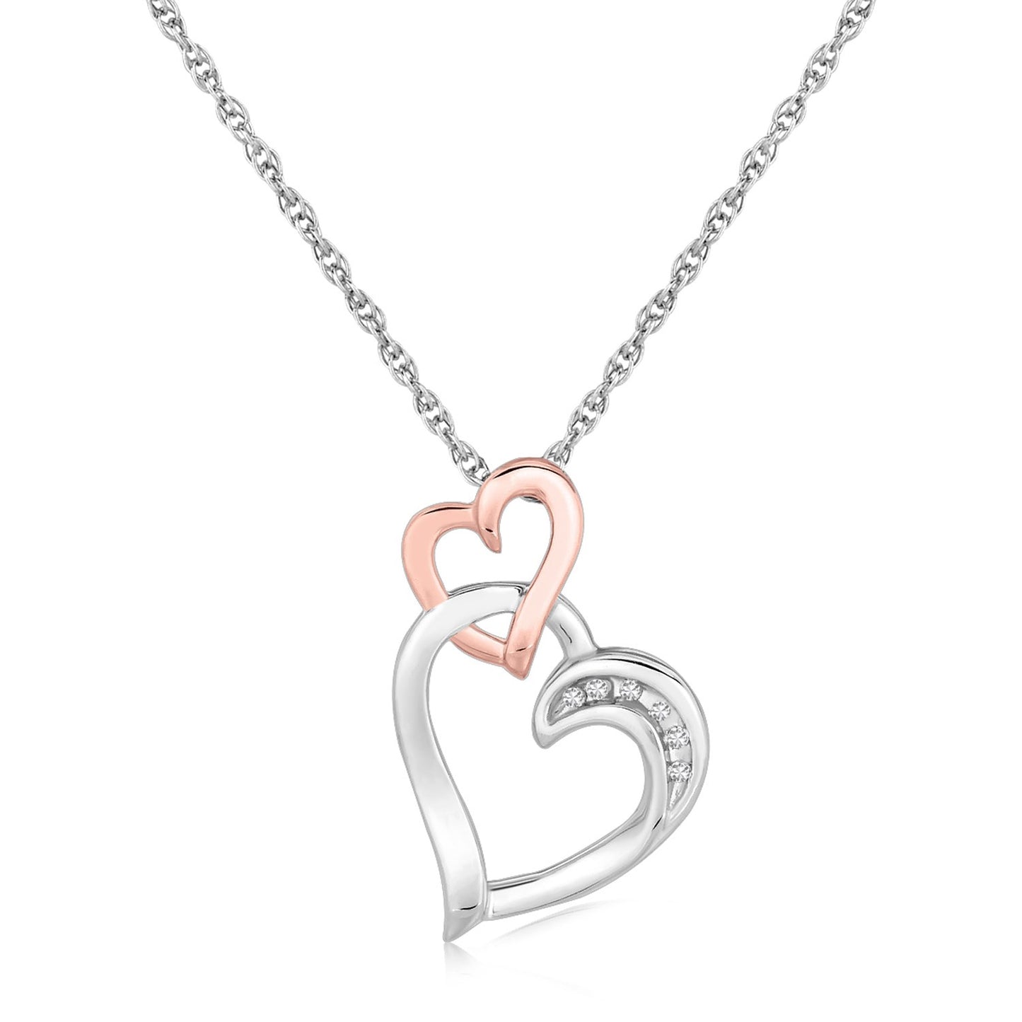 Dual Heart Diamond Pendant