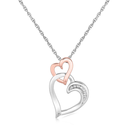 Dual Heart Diamond Pendant