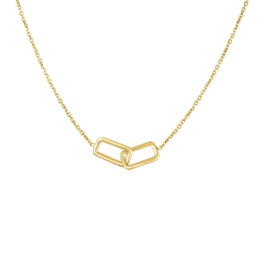 14k Yellow Gold Necklace with Interlocking Rectangles