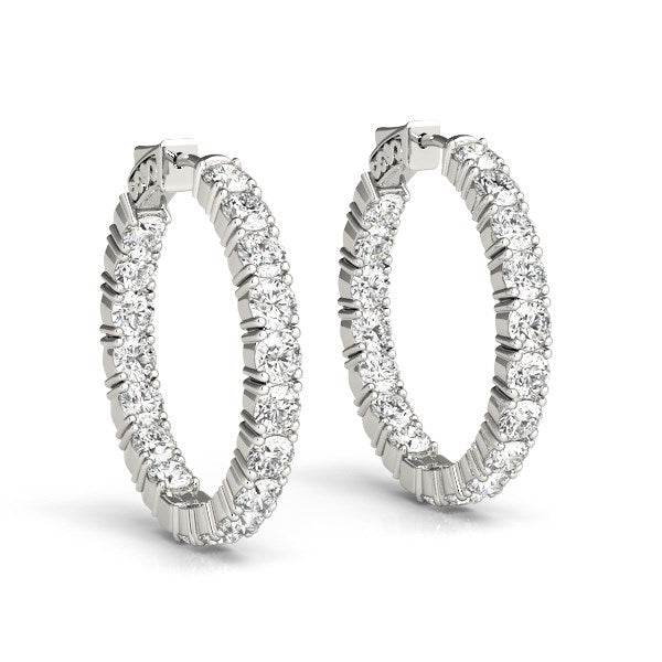 3 1/2 CT. T.W Two Sided Diamond Hoop Earrings in 14k White Gold