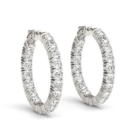 3 1/2 CT. T.W Two Sided Diamond Hoop Earrings in 14k White Gold