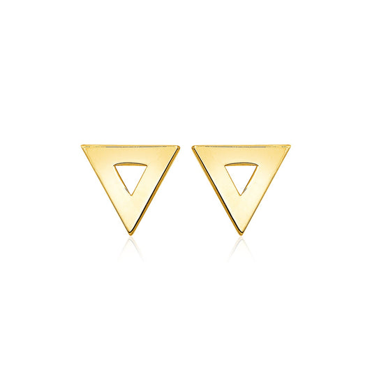 14k Yellow Gold Polished Open Triangle Post Earrings