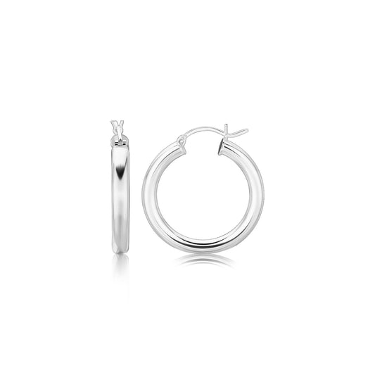 Sterling Silver Thick Polished Hoop Earrings