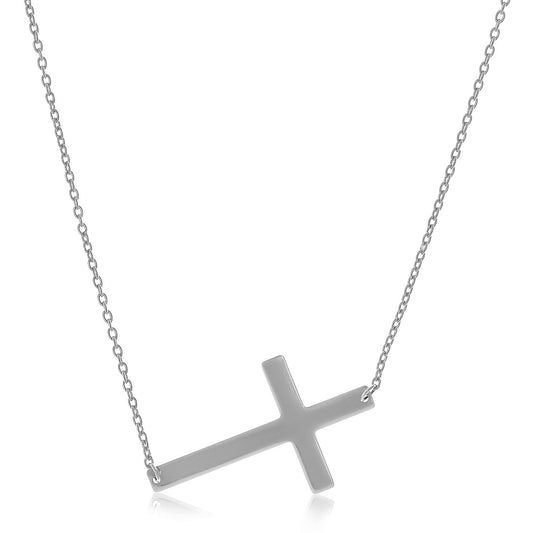 14k White Gold Cross Motif Necklace