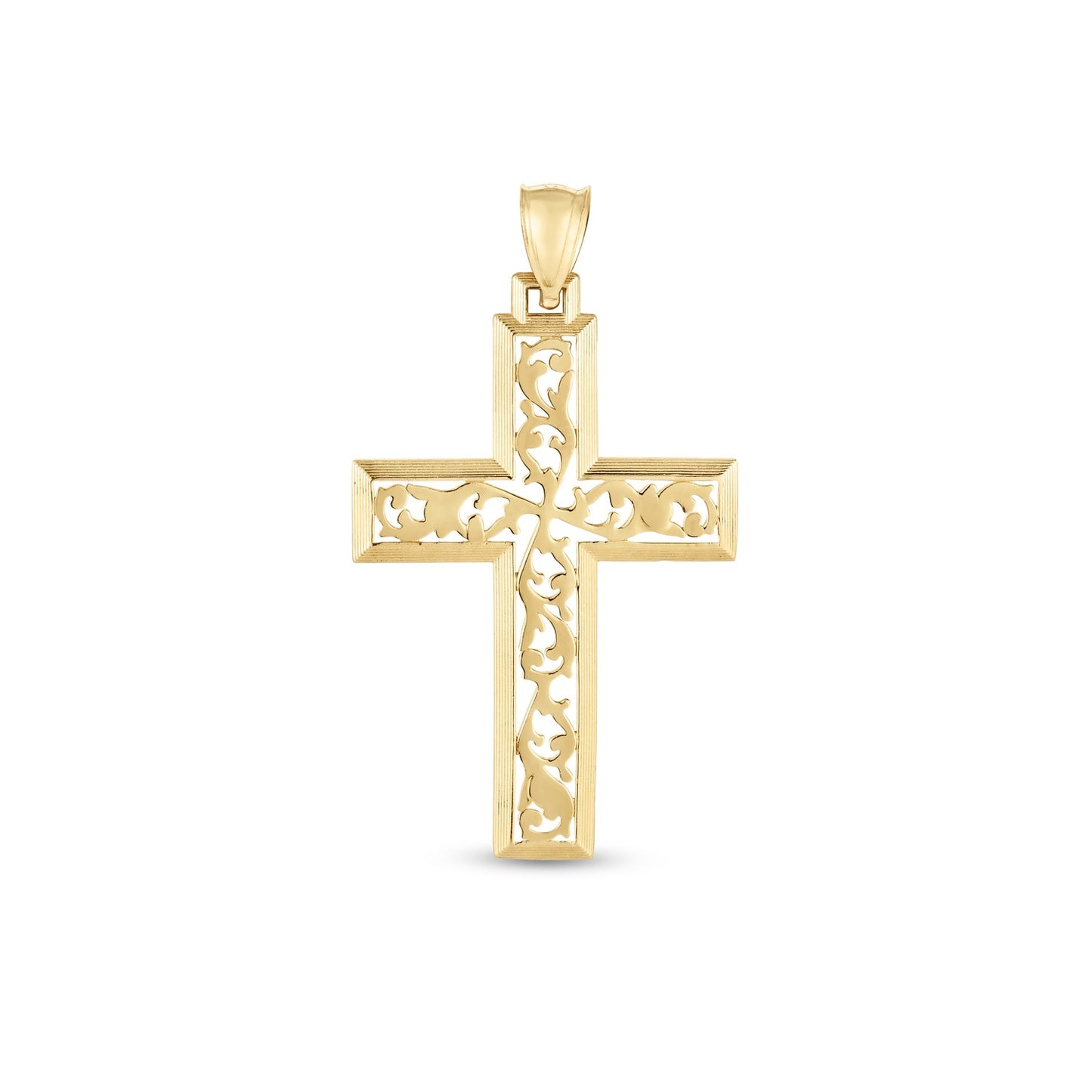 Vine Cross Pendant in 14k Yellow Gold