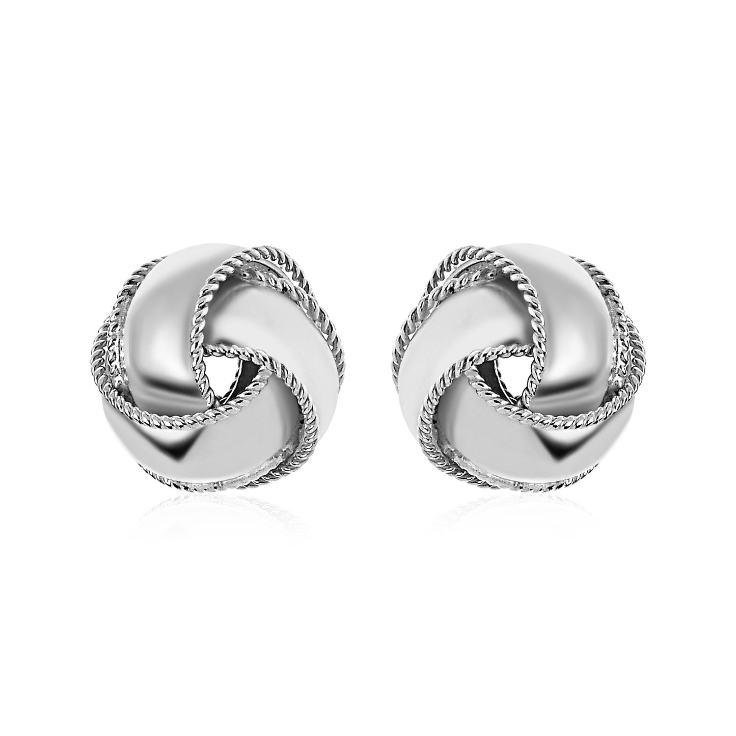 Sterling Silver Textured and Polished Love Knot Earrings (13mm)