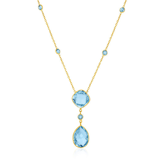 14k Yellow Gold Blue Topaz Necklace