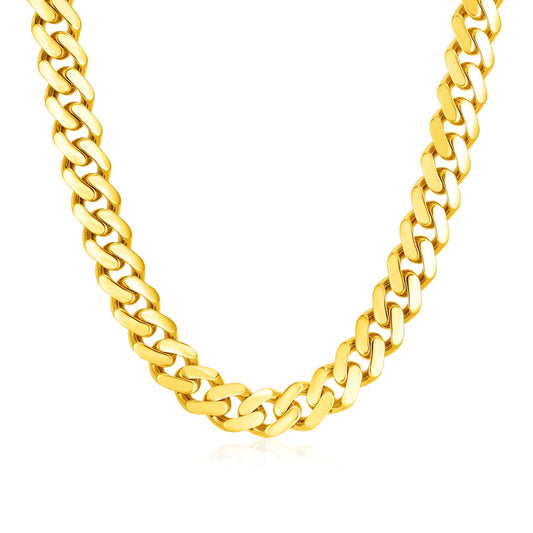 14k Yellow Gold Polished Miami Cuban Link Chain