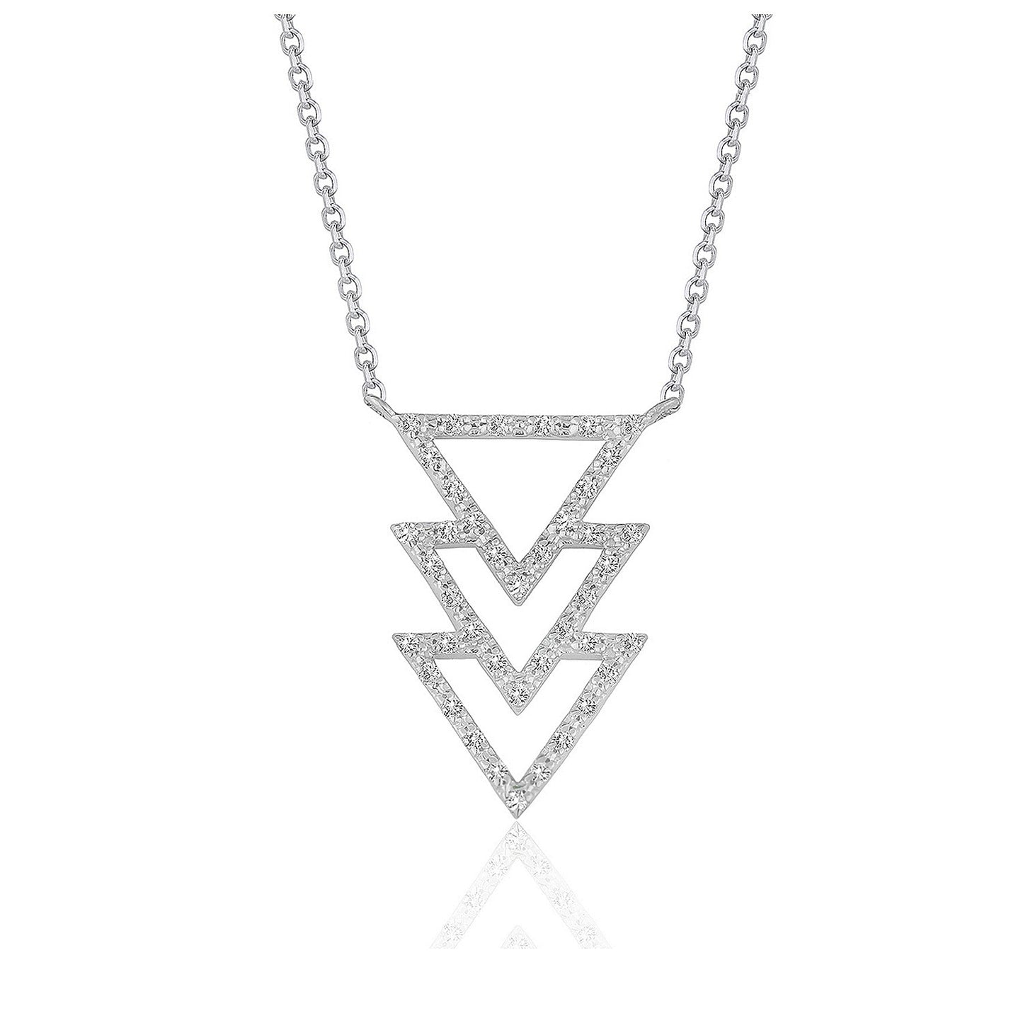 1/5 CT. T.W Triple Triangle Pendant with Diamonds in 14k White Gold