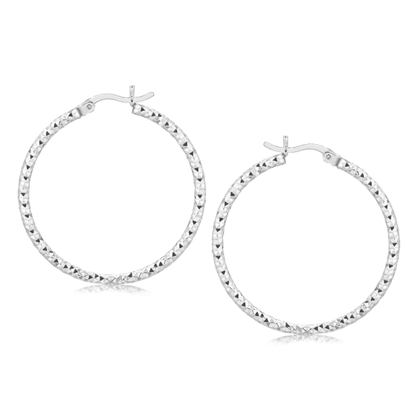 Sterling Silver Woven Style Polished Hoop Earrings