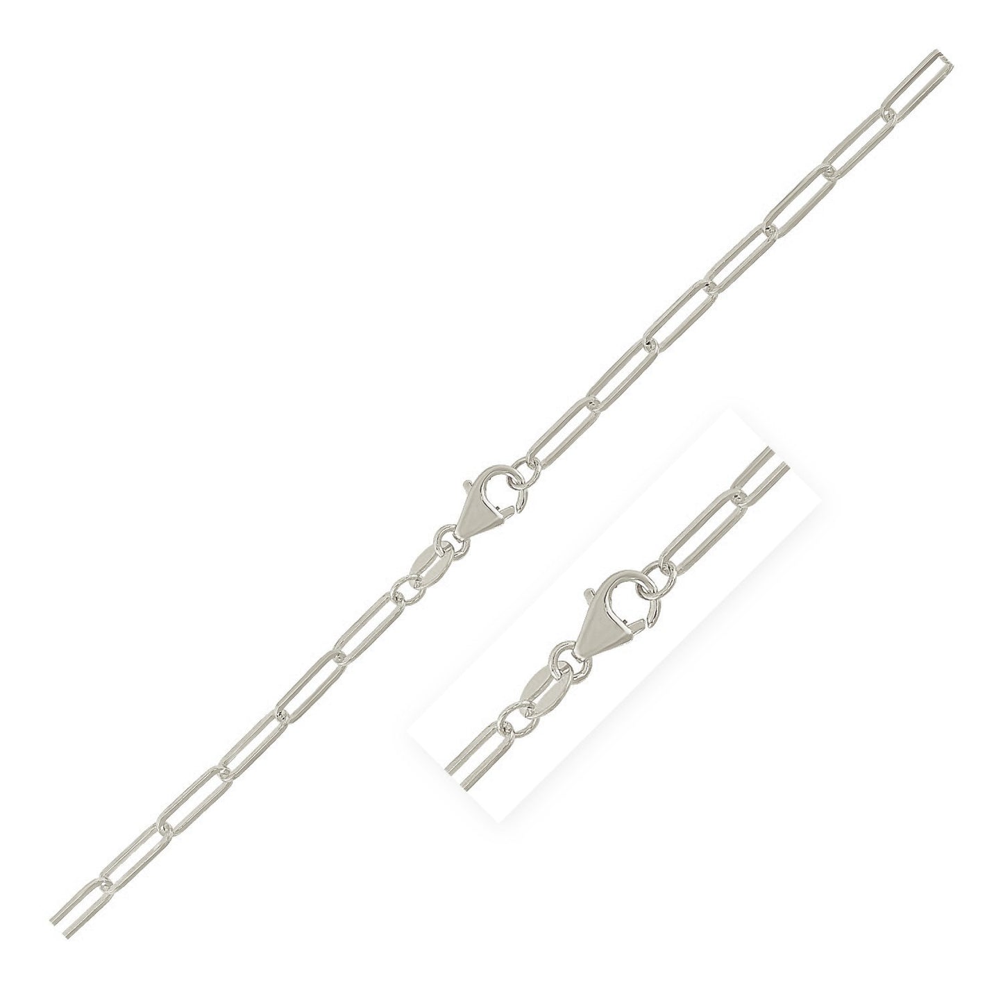 Rhodium-Plated Sterling Silver Paperclip Chain