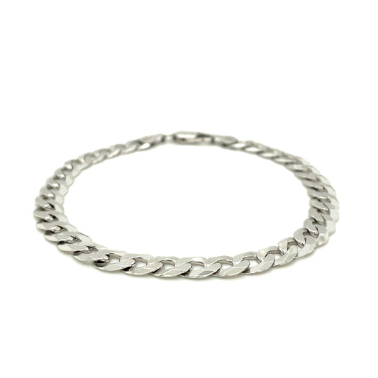 Rhodium-Plated Sterling Silver Curb Bracelet