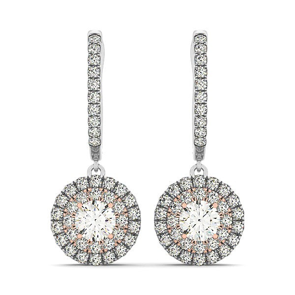 3/4 CT. T.W Diamond Drop Earrings in 14k White And Rose Gold