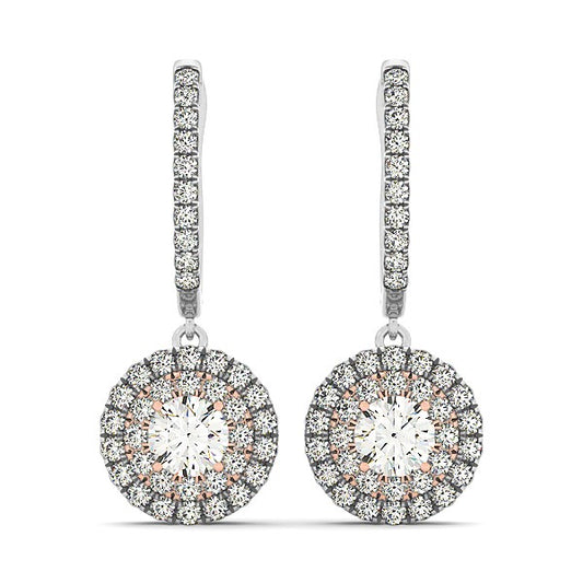 3/4 CT. T.W Diamond Drop Earrings in 14k White And Rose Gold