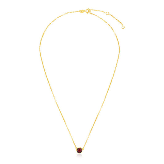 14k Yellow Gold Garnet Necklace