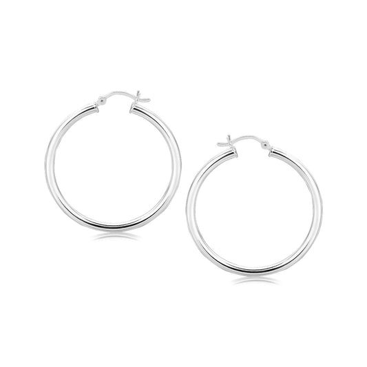 Sterling Silver Polished Motif Hoop Earrings