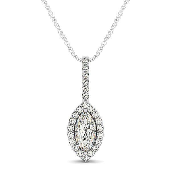 2/3 CT. T.W Marquise Shape Diamond Halo Pendant in 14k White Gold