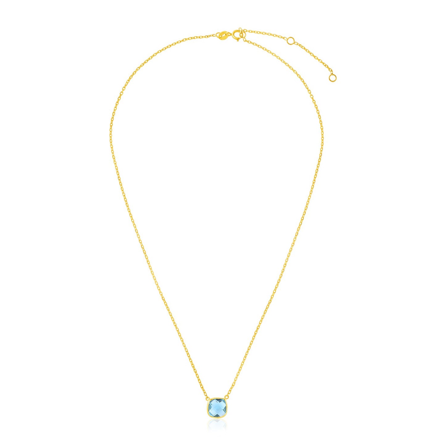 14k Yellow Gold Blue Topaz Necklace