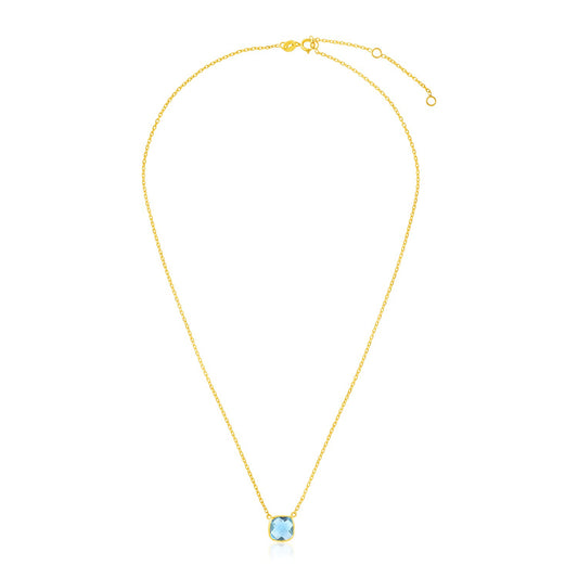 14k Yellow Gold Blue Topaz Necklace