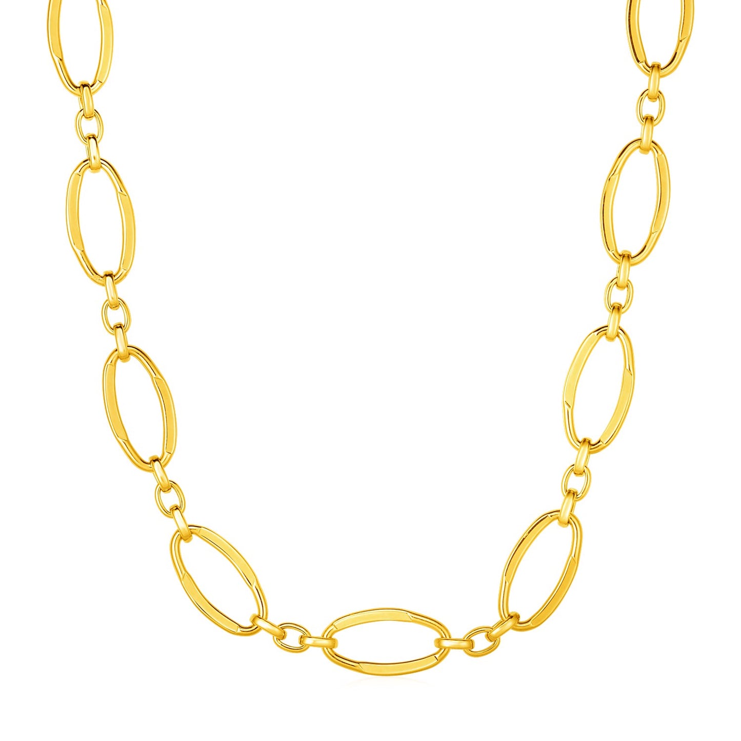 14k Yellow Gold Polished Oval Link Necklace