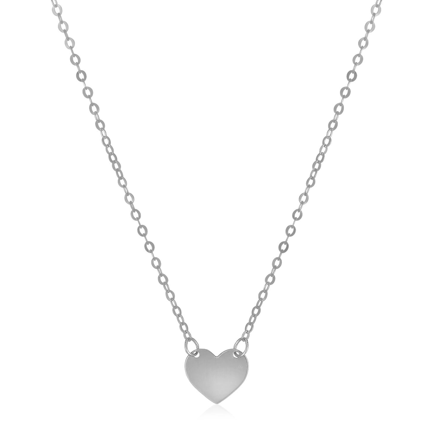 14k White Gold Polished Heart Necklace