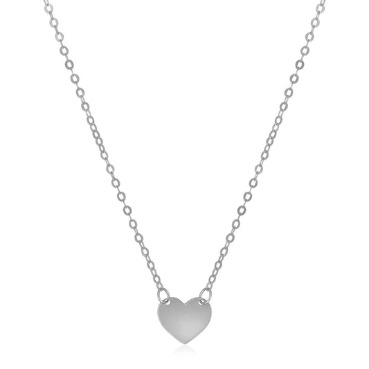 14k White Gold Polished Heart Necklace