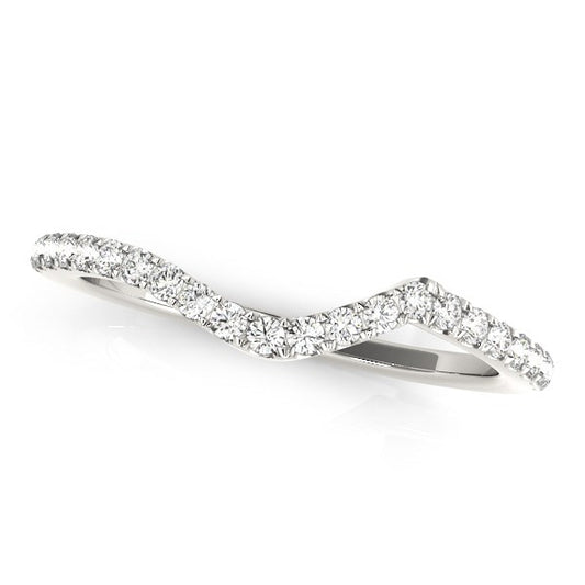 1/6 CT. T.W. Modern Curved Diamond Wedding Band in 14k White Gold