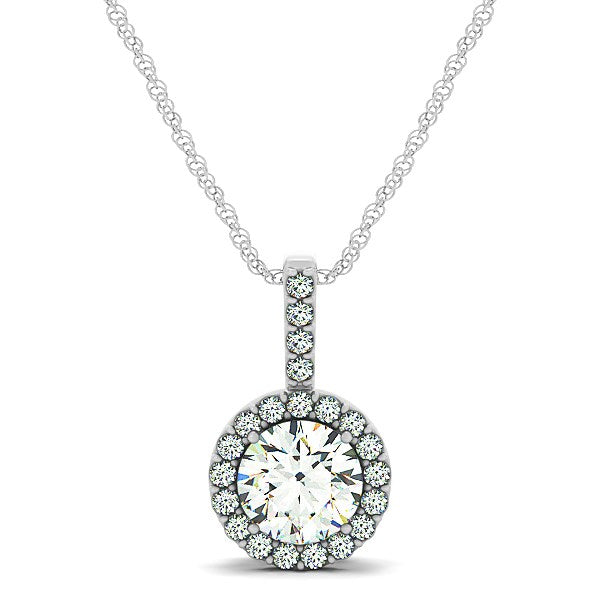 5/8 CT. T.W Diamond Halo Pendant in 14k White Gold