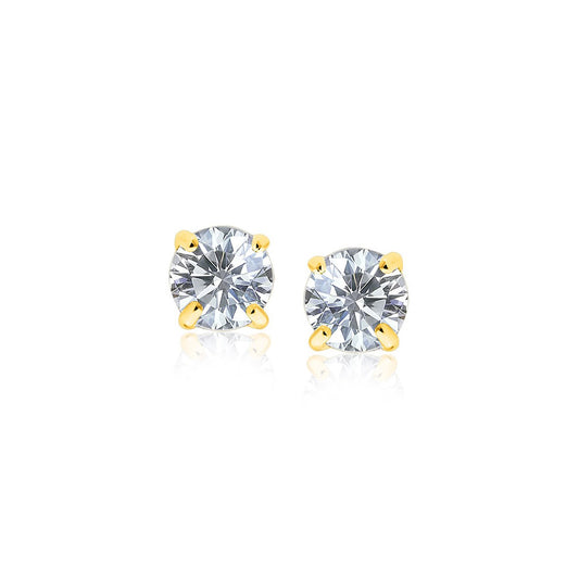 14k Yellow Gold Cubic Zirconia Stud Earrings