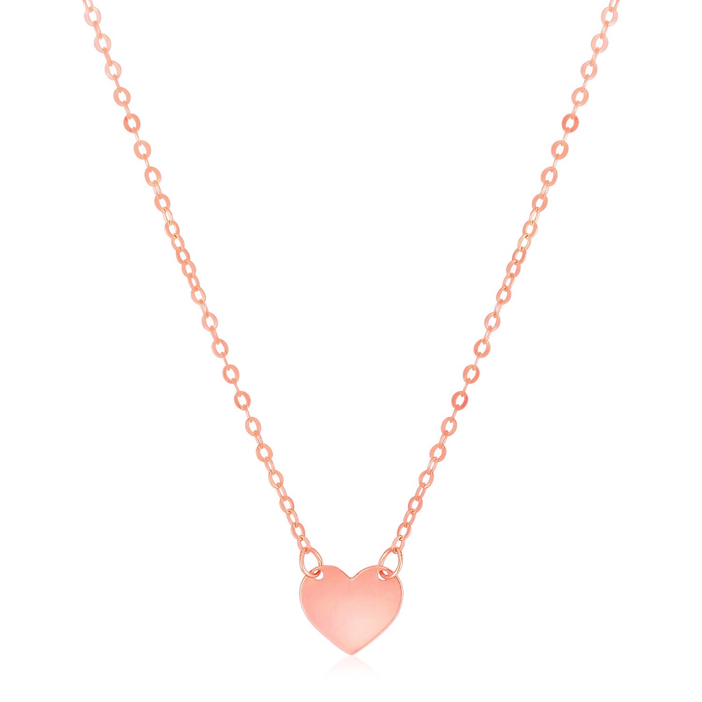 14k Rose Gold Polished Heart Necklace