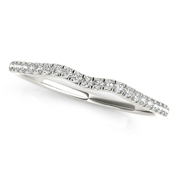 1/8 CT. T.W.  Wave Style Diamond Wedding Band in 14k White Gold