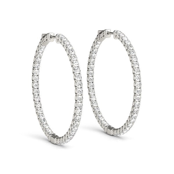 2 CT. T.W Diamond Hoop Earrings in 14k White Gold